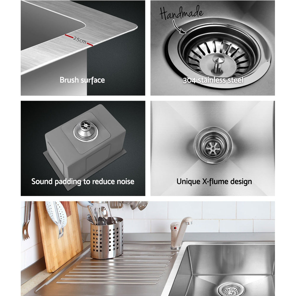 Kitchen Sinks: Cefito Kitchen Sink 45X30CM Stainless Steel Basin Single Bowl Silver