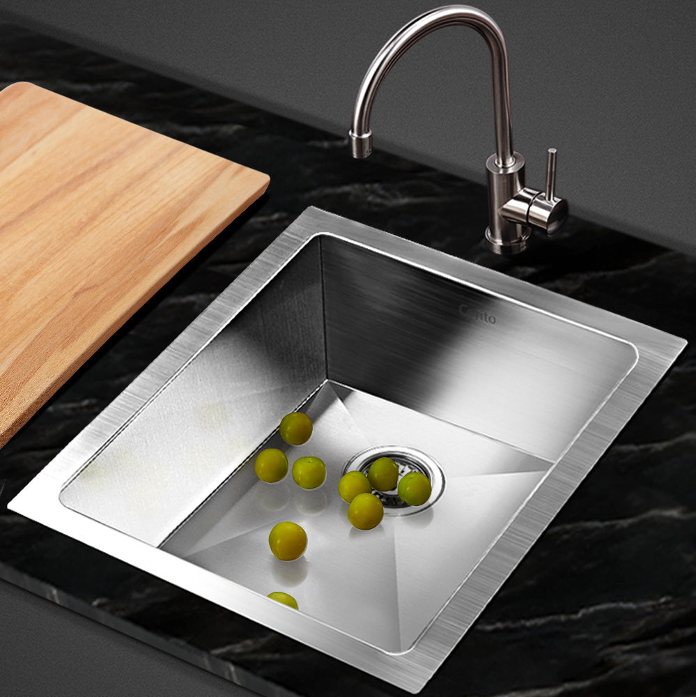Kitchen Sinks: Cefito Kitchen Sink 45X39CM Stainless Steel Basin Single Bowl Silver