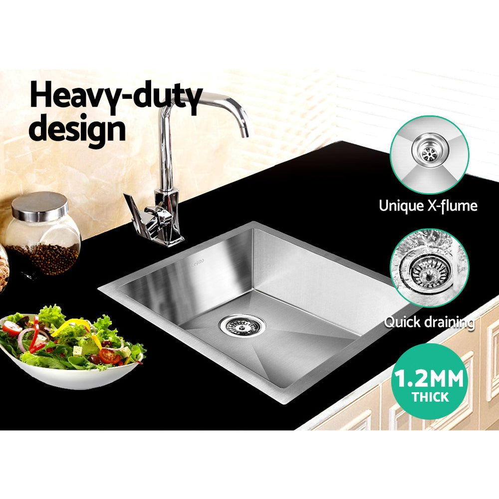 Kitchen Sinks: Cefito Kitchen Sink 45X39CM Stainless Steel Basin Single Bowl Silver