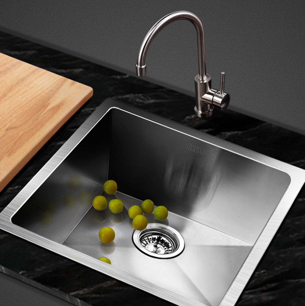 Kitchen Sinks: Cefito Kitchen Sink 44X44CM Stainless Steel Basin Single Bowl Silver