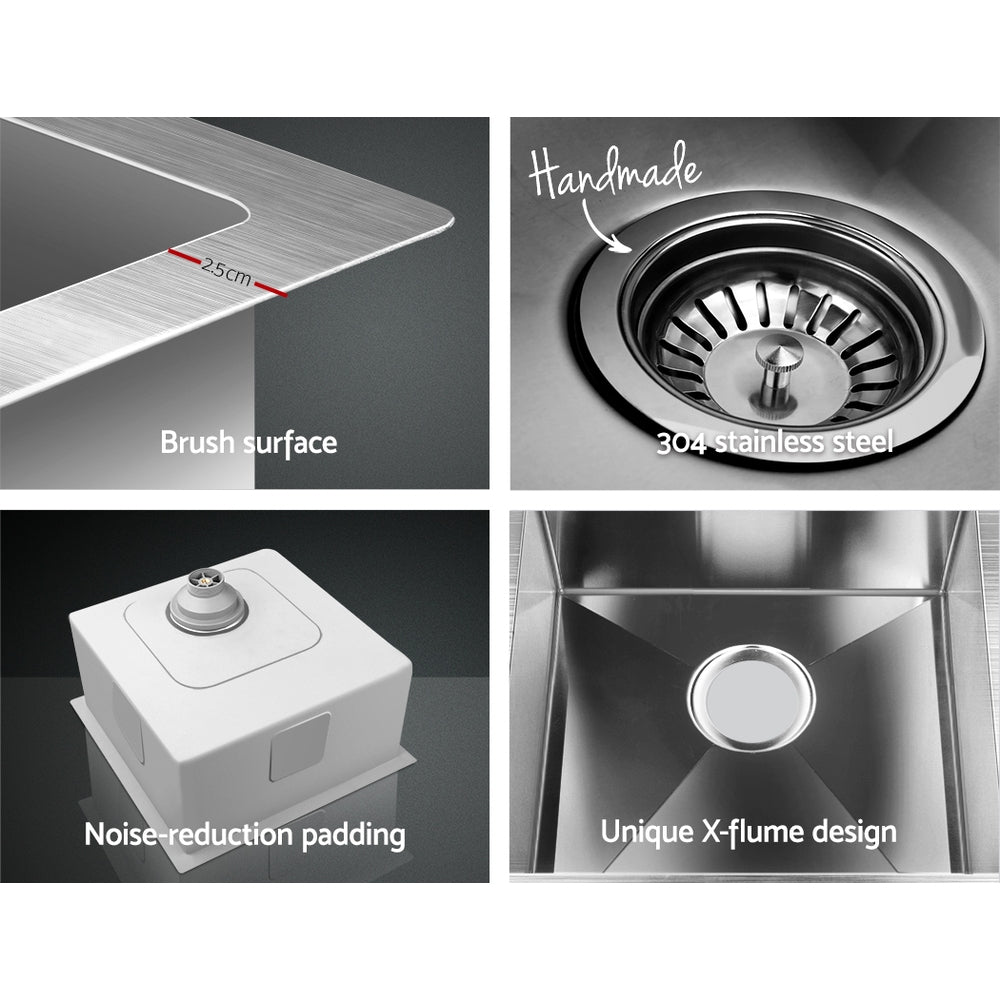 Kitchen Sinks: Cefito Kitchen Sink 44X44CM Stainless Steel Basin Single Bowl Silver