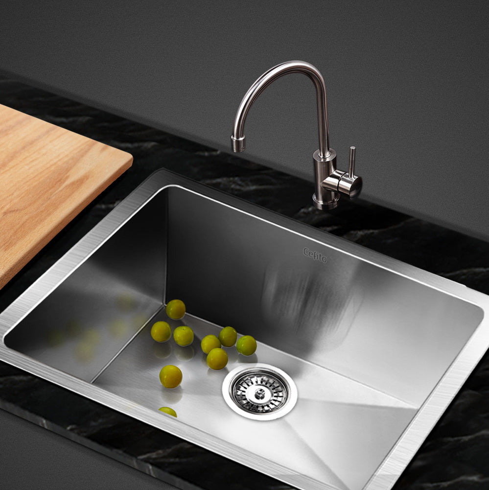 Kitchen Sinks: Cefito Kitchen Sink 51X45CM Stainless Steel Basin Single Bowl Silver