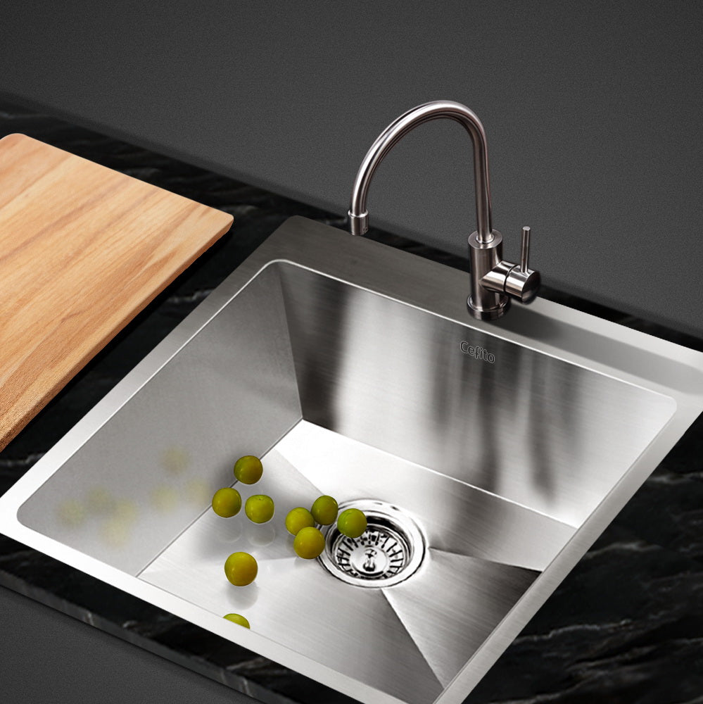 Kitchen Sinks: Cefito Kitchen Sink 53X50CM Stainless Steel Basin Single Bowl Silver