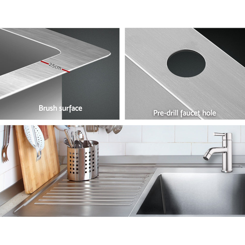 Kitchen Sinks: Cefito Kitchen Sink 53X50CM Stainless Steel Basin Single Bowl Silver