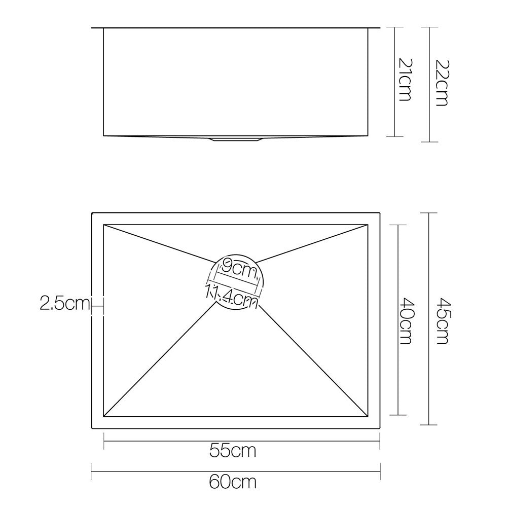 Kitchen Sinks: Cefito Kitchen Sink 60X45CM Stainless Steel Basin Single Bowl Silver