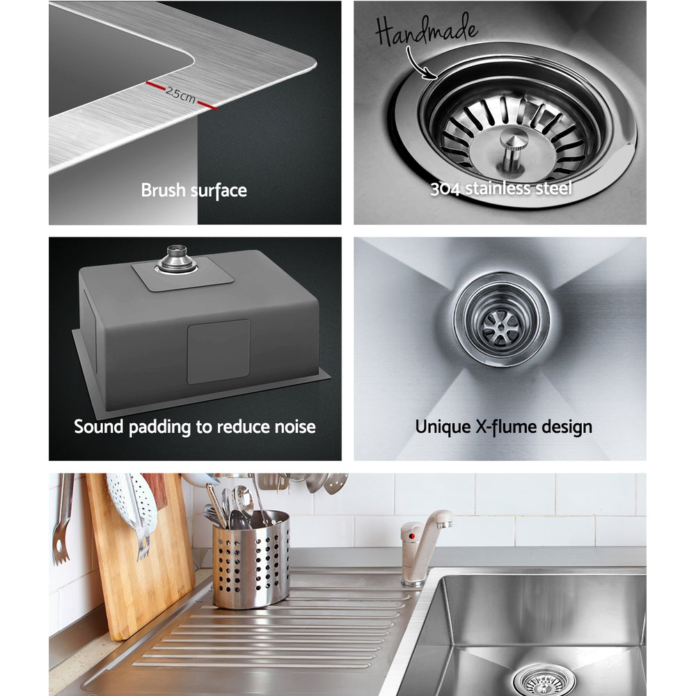 Kitchen Sinks: Cefito Kitchen Sink 60X45CM Stainless Steel Basin Single Bowl Silver