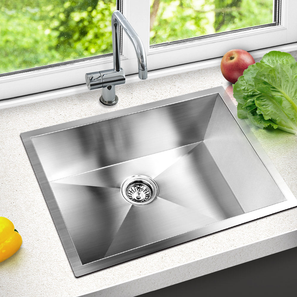 Kitchen Sinks: Cefito Kitchen Sink 60X45CM Stainless Steel Basin Single Bowl Silver