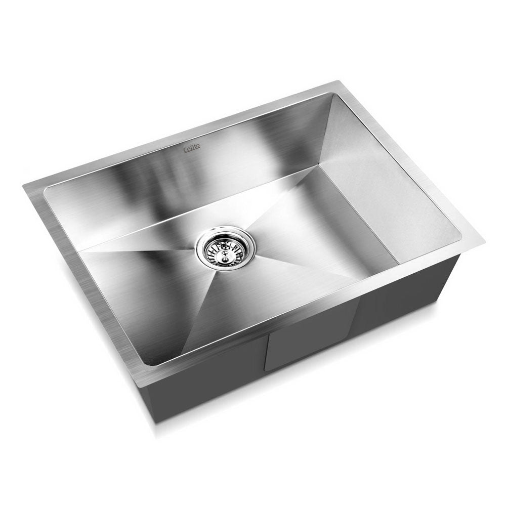 Kitchen Sinks: Cefito Kitchen Sink 60X45CM Stainless Steel Basin Single Bowl Silver
