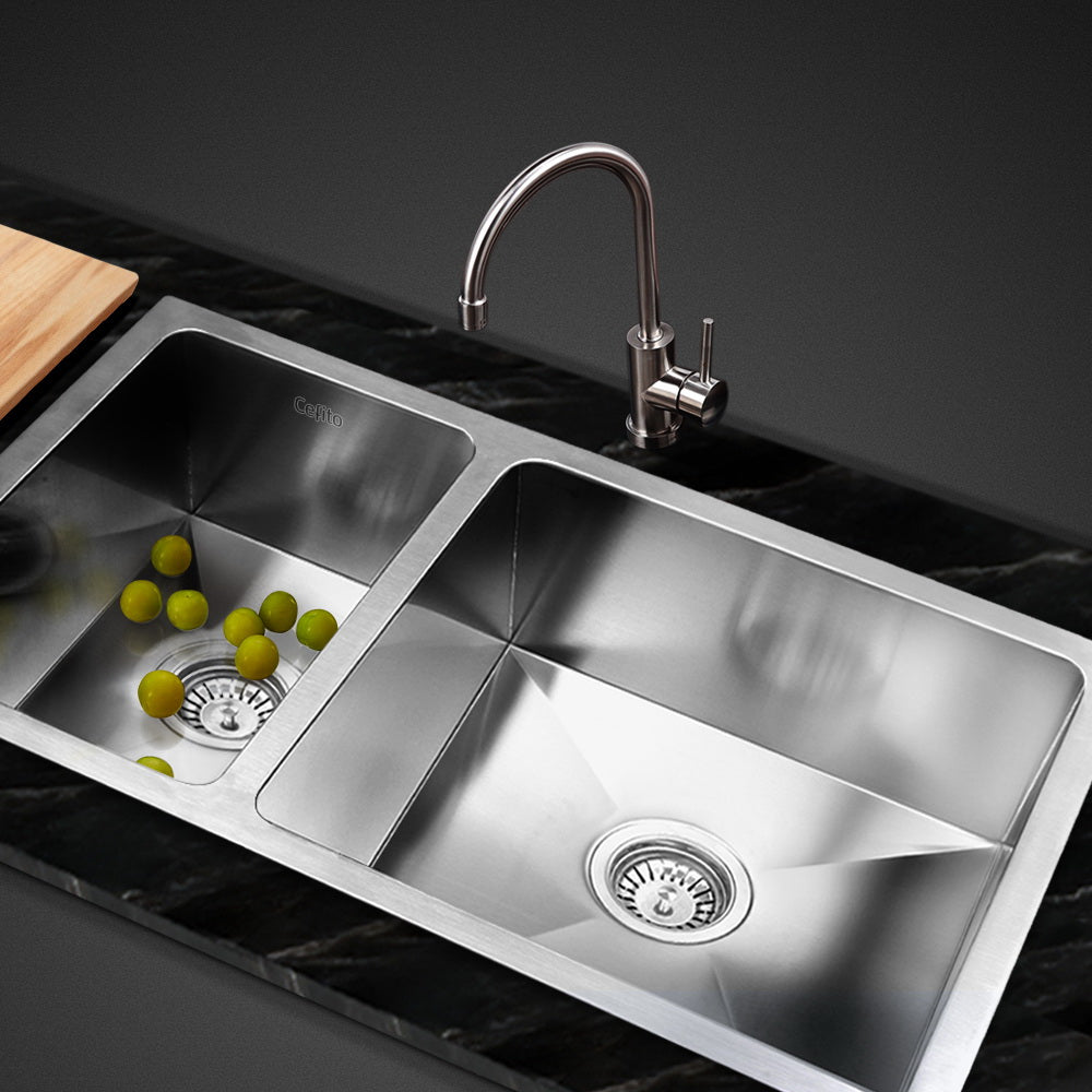 Kitchen Sinks: Cefito Kitchen Sink 71X45CM Stainless Steel Basin Double Bowl Silver