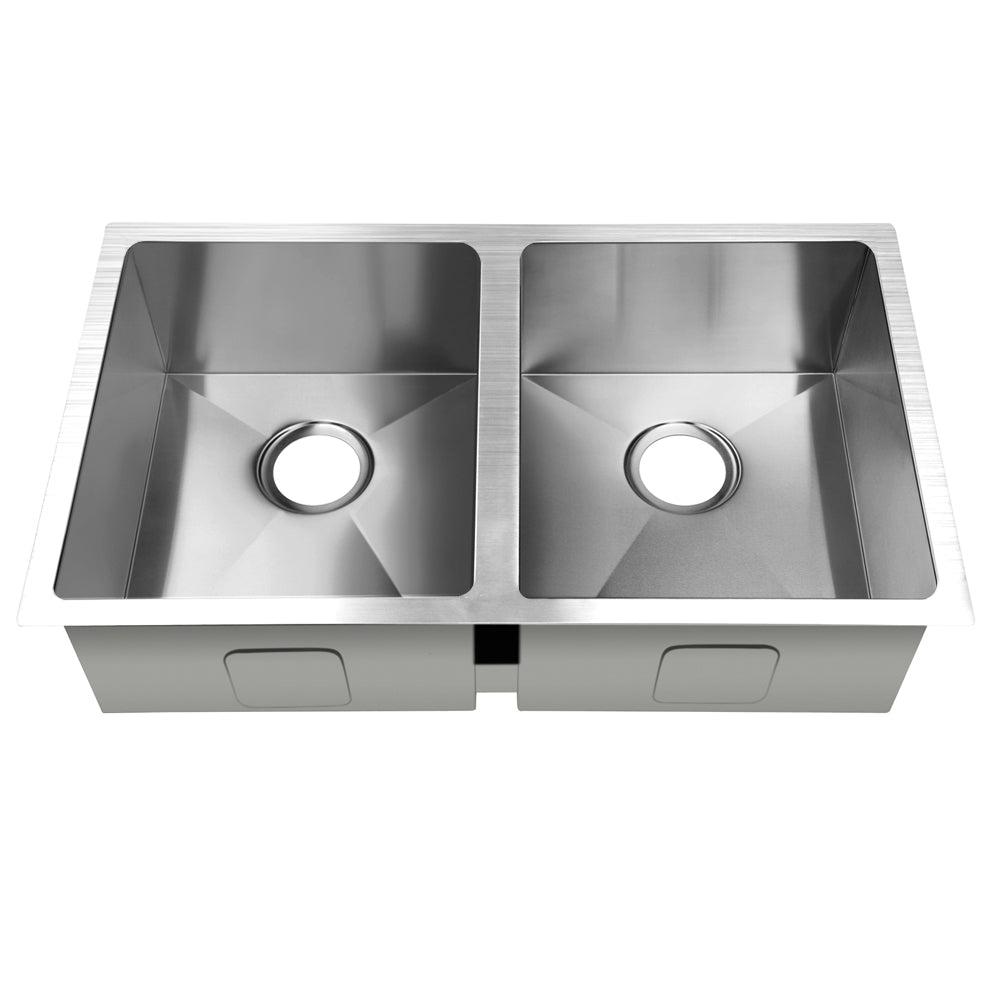Kitchen Sinks: Cefito Kitchen Sink 77X45CM Stainless Steel Basin Double Bowl Silver