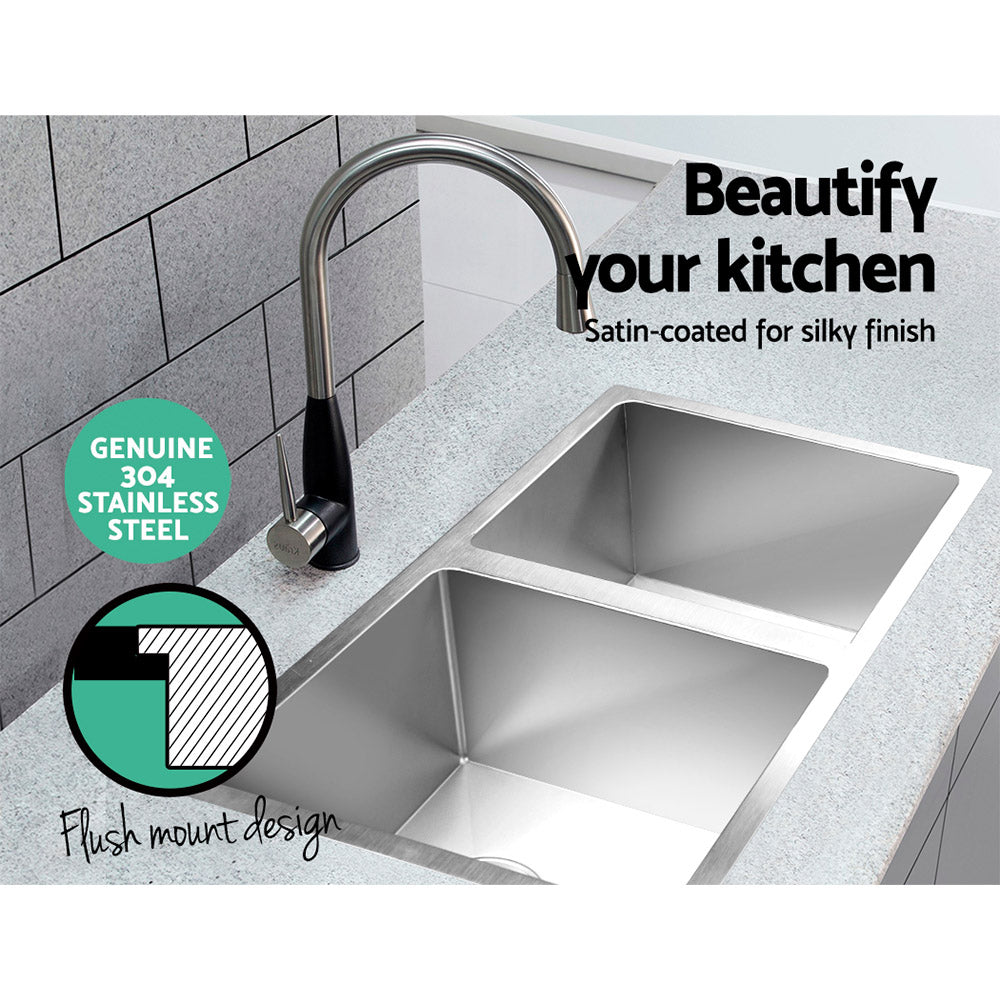 Kitchen Sinks: Cefito Kitchen Sink 77X45CM Stainless Steel Basin Double Bowl Silver