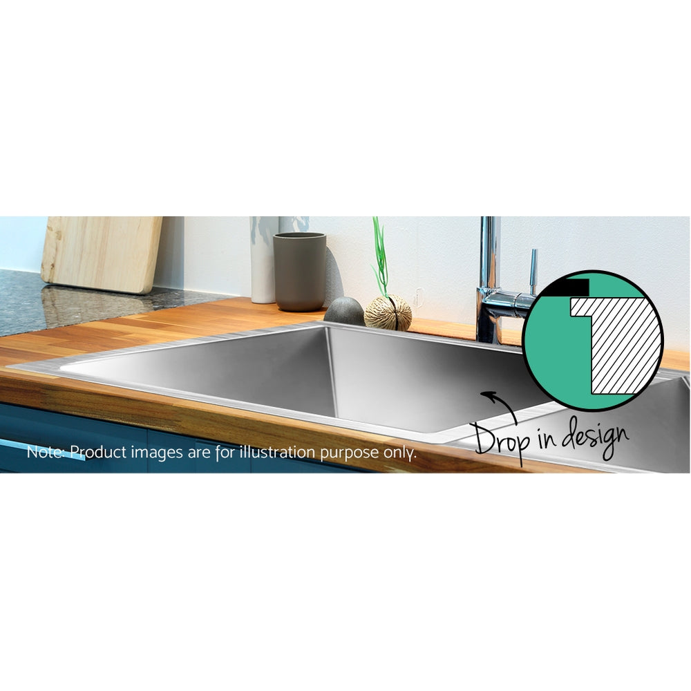 Kitchen Sinks: Cefito Kitchen Sink 77X45CM Stainless Steel Basin Double Bowl Silver