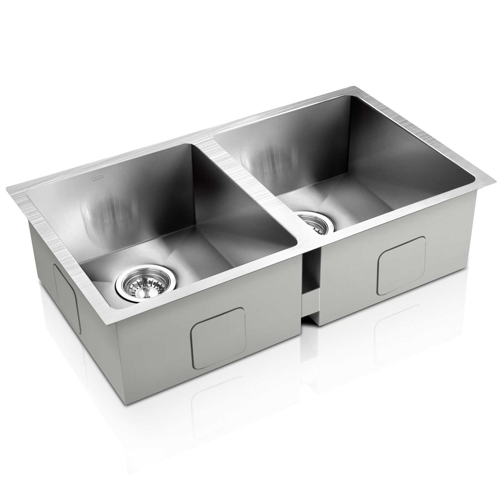 Kitchen Sinks: Cefito Kitchen Sink 77X45CM Stainless Steel Basin Double Bowl Silver