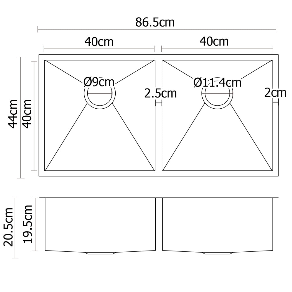 Kitchen Sinks: Cefito Kitchen Sink 86X44CM Stainless Steel Basin Double Bowl Silver