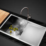 Kitchen Sinks: Cefito Kitchen Sink 87X45CM Stainless Steel Basin Single Bowl Silver
