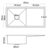 Kitchen Sinks: Cefito Kitchen Sink 87X45CM Stainless Steel Basin Single Bowl Silver