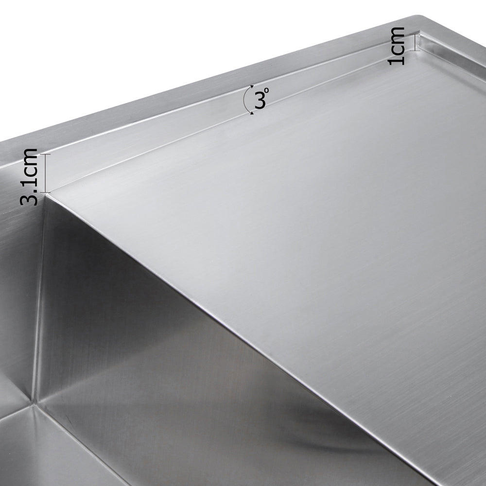 Kitchen Sinks: Cefito Kitchen Sink 87X45CM Stainless Steel Basin Single Bowl Silver