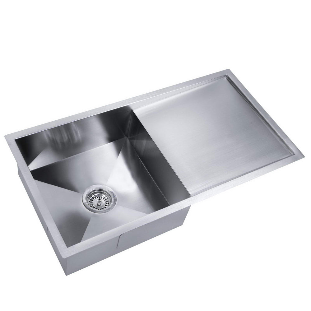 Kitchen Sinks: Cefito Kitchen Sink 87X45CM Stainless Steel Basin Single Bowl Silver