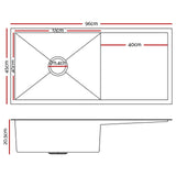 Cefito Kitchen Sink 96X45CM Stainless Steel Basin Single Bowl Silver