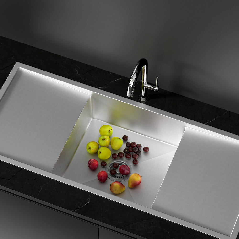 Kitchen Sinks: Cefito Kitchen Sink Basin Stainless Steel Under/Top/Flush Mount Bowl 122X45CM
