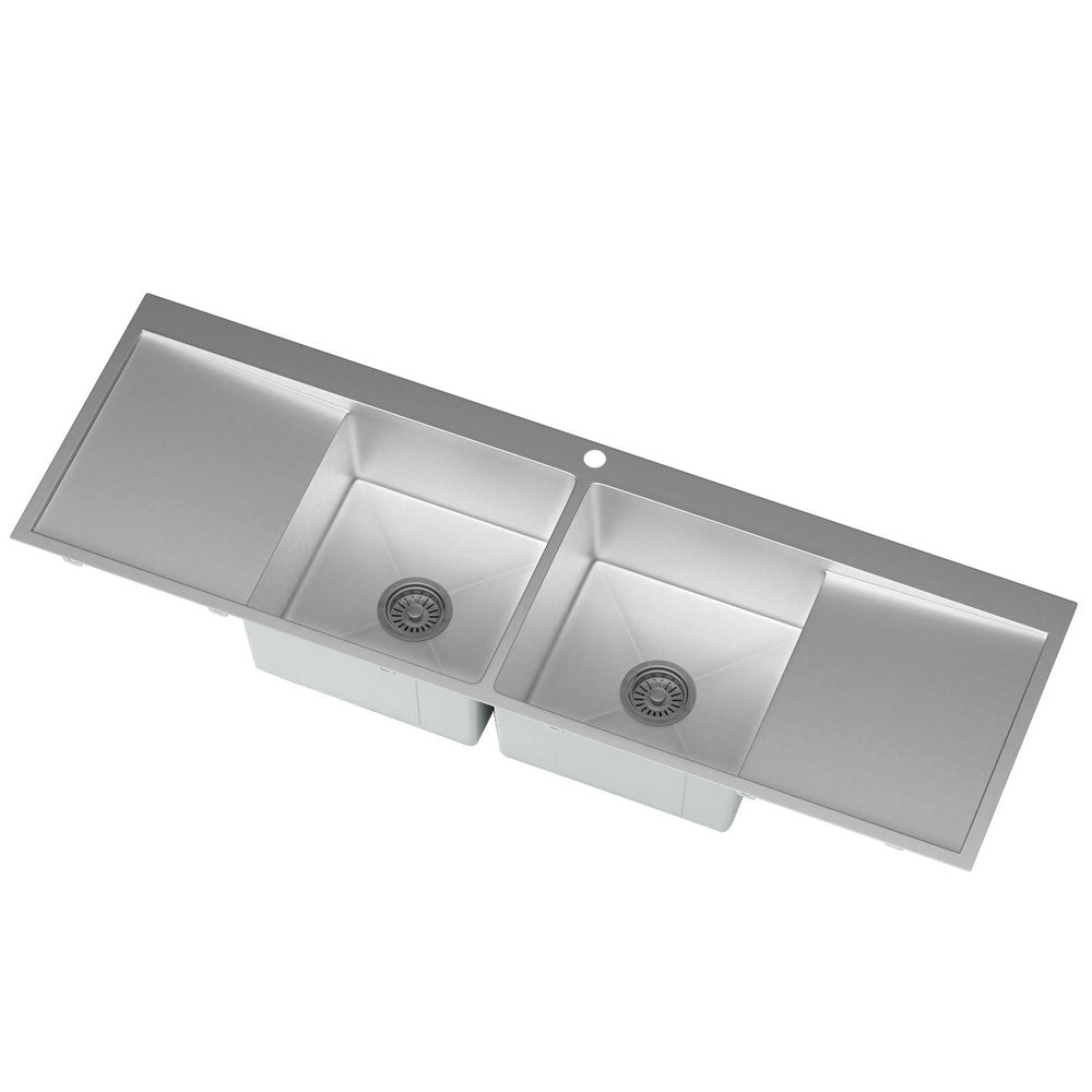 Kitchen Sinks: Cefito Kitchen Sink Basin Stainless Steel Under/Top/Flush Mount Bowl 155X50CM