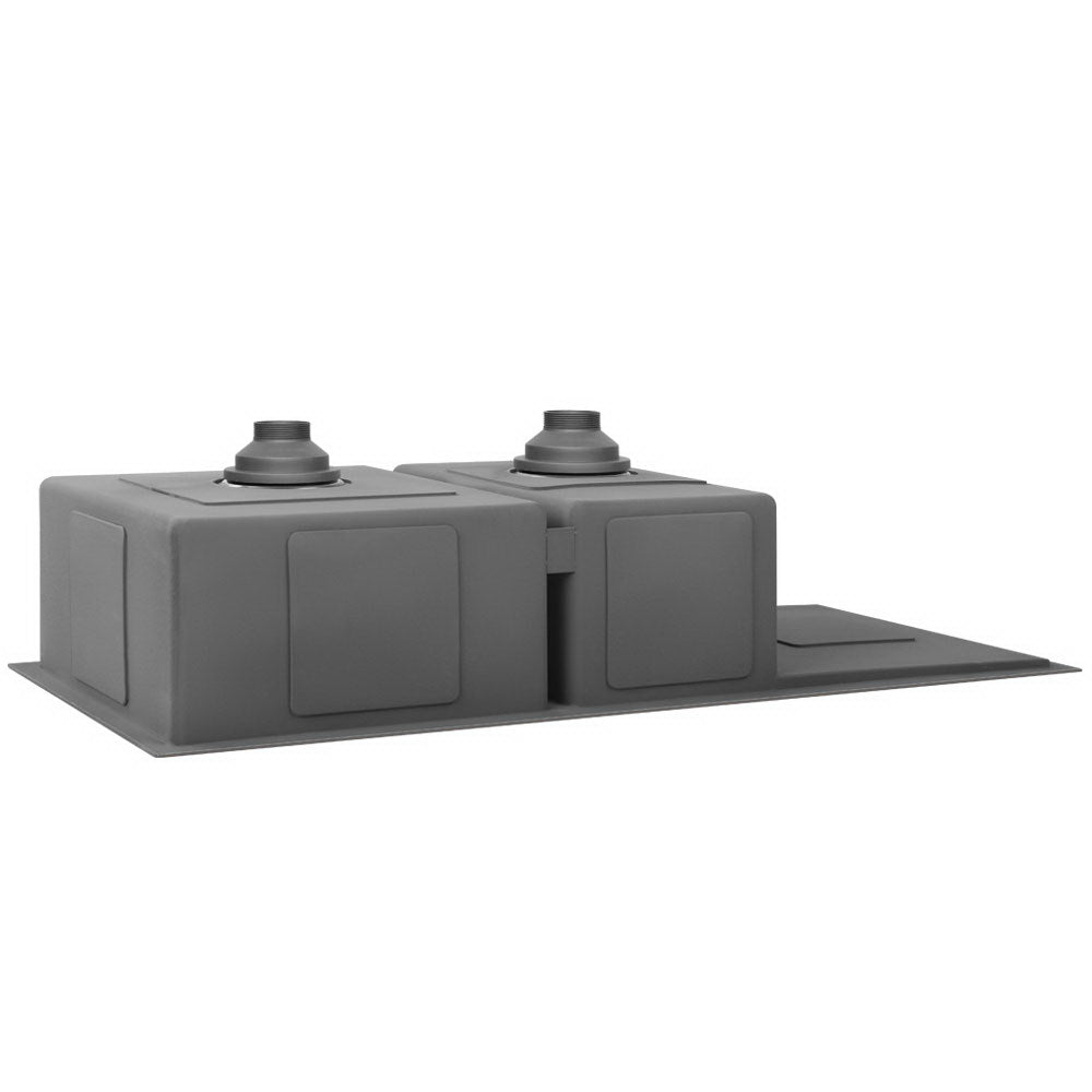 Kitchen Sinks: Cefito Kitchen Sink 100X45CM Stainless Steel Basin Double Bowl Nano Black
