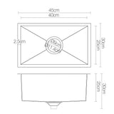 Cefito Kitchen Sink 45X30CM Stainless Steel Basin Single Bowl Black