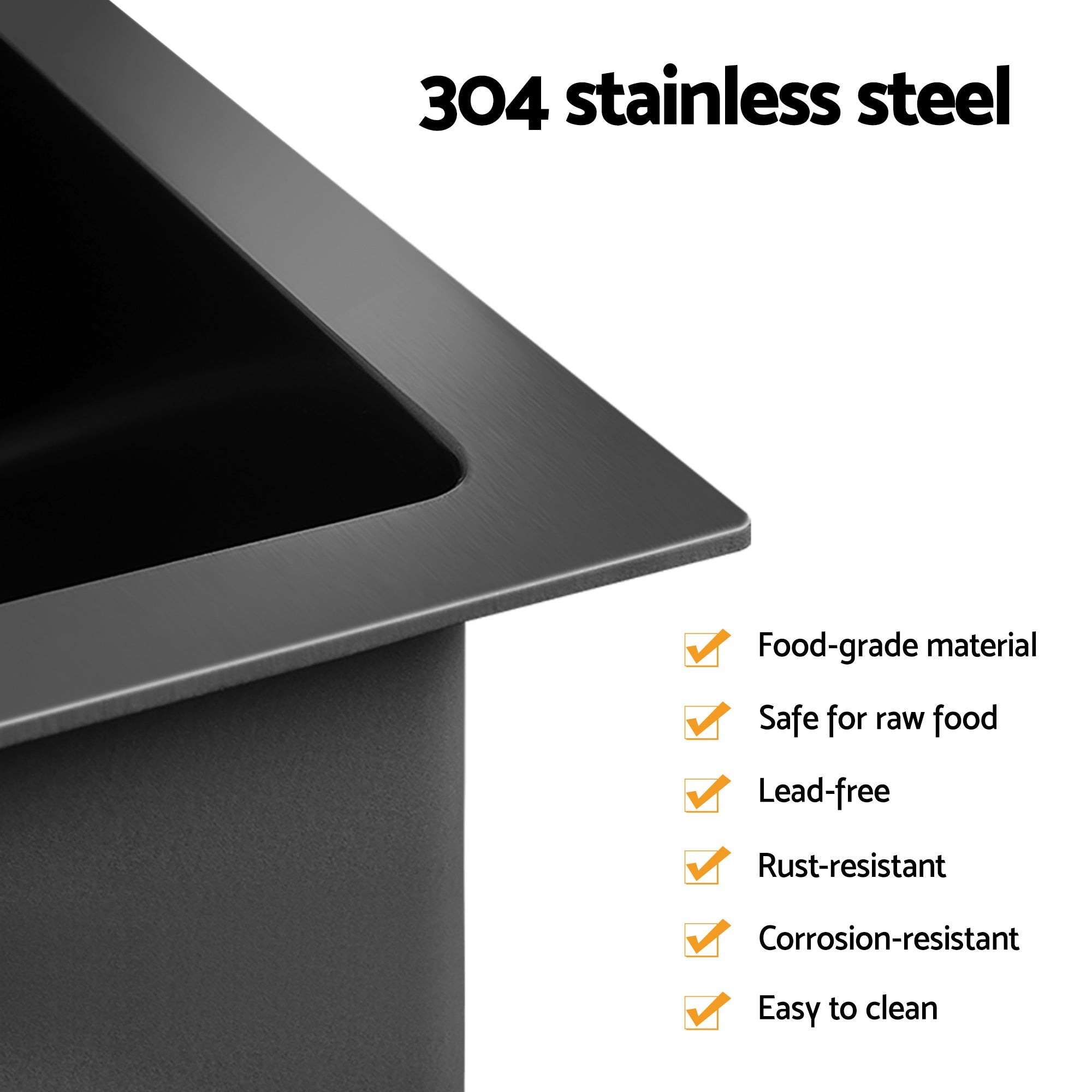 Cefito Stainless Steel Sink 30x45CM With Pull Out Mixer Tap Kitchen Basin Single Bowl Black