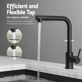 Cefito Stainless Steel Sink 30x45CM With Pull Out Mixer Tap Kitchen Basin Single Bowl Black