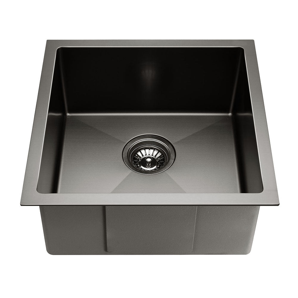 Kitchen Sinks: Cefito Kitchen Sink 44X44CM Stainless Steel Basin Single Bowl Black
