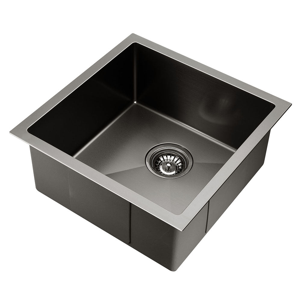 Kitchen Sinks: Cefito Kitchen Sink 44X44CM Stainless Steel Basin Single Bowl Black