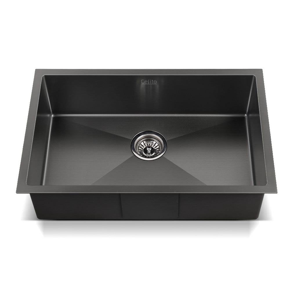Kitchen Sinks: Cefito Kitchen Sink 70X45CM Stainless Steel Basin Single Bowl Black