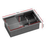 Cefito Stainless Steel Sink 70x45CM With Pull Out Mixer Tap Kitchen Basin Single Bowl Black