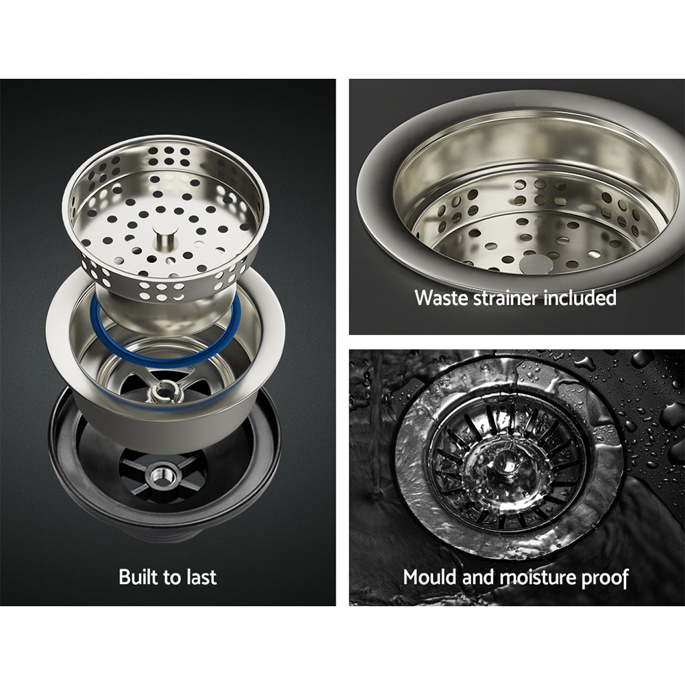 Kitchen Sinks: Cefito Kitchen Sink 75X45CM Stainless Steel Basin Single Bowl Drain Part Black