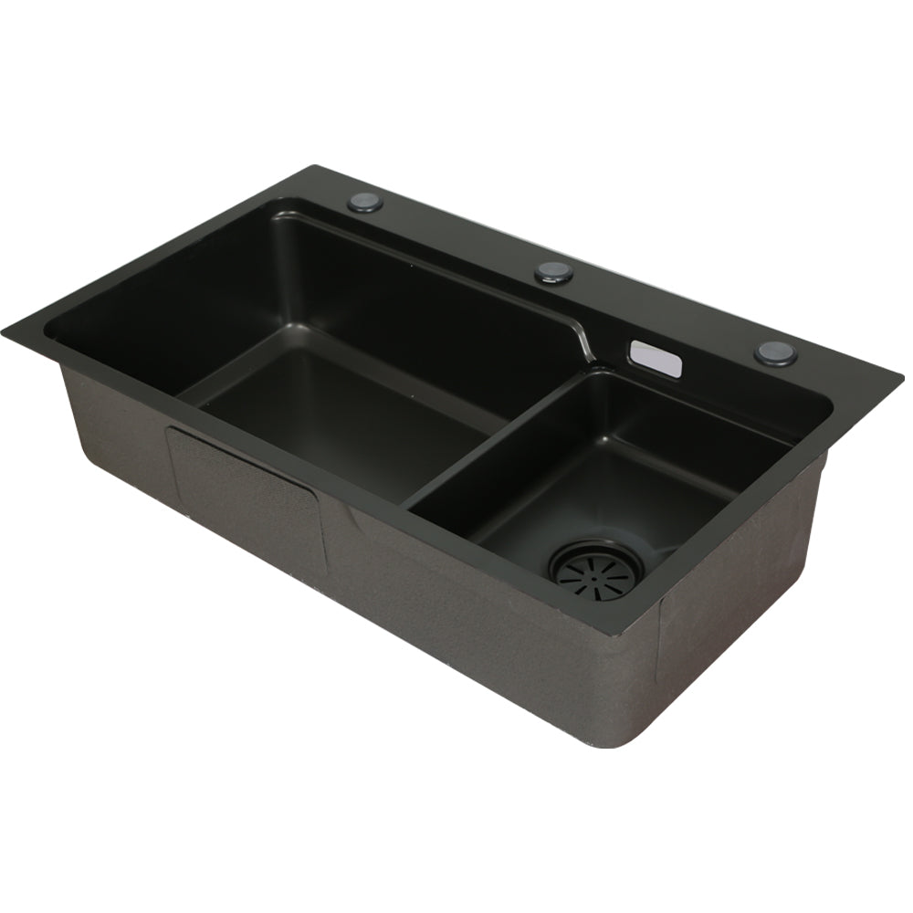 Kitchen Sinks: Cefito Kitchen Sink 75X45CM Stainless Steel Basin Single Bowl Drain Part Black