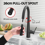 Cefito Stainless Steel Sink 81x45CM With Pull Out Mixer Tap Kitchen Basin Single Bowl Black