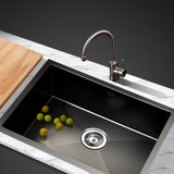Cefito Kitchen Sink 60X45CM Stainless Steel Basin Single Bowl Black
