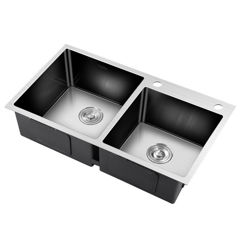 Kitchen & Bathroom DIY: Cefito 80cm x 45cm Stainless Steel Kitchen Sink Flush/Drop-in Mount Silver