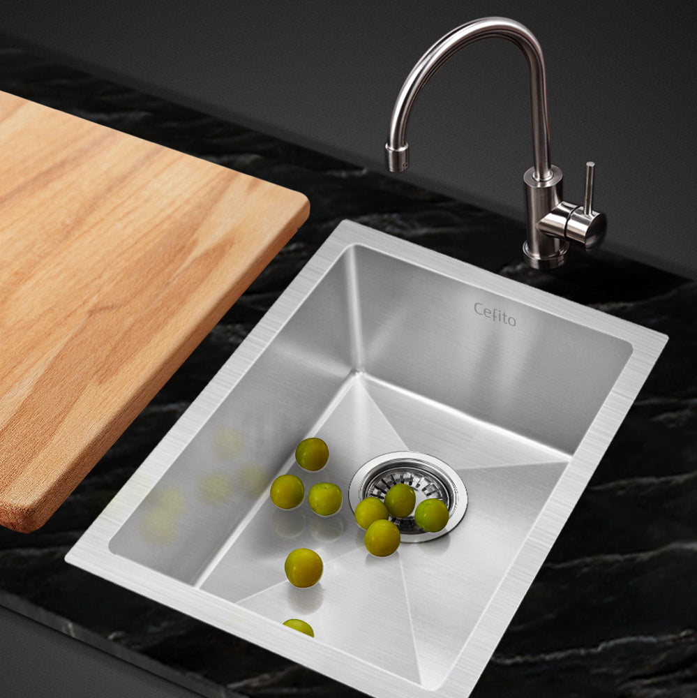 Kitchen Sinks: Cefito Kitchen Sink 44X34CM Stainless Steel Nano Basin Single Bowl Silver