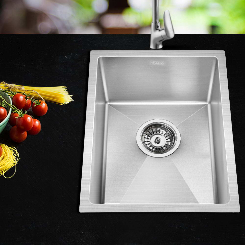 Kitchen Sinks: Cefito Kitchen Sink 44X34CM Stainless Steel Nano Basin Single Bowl Silver