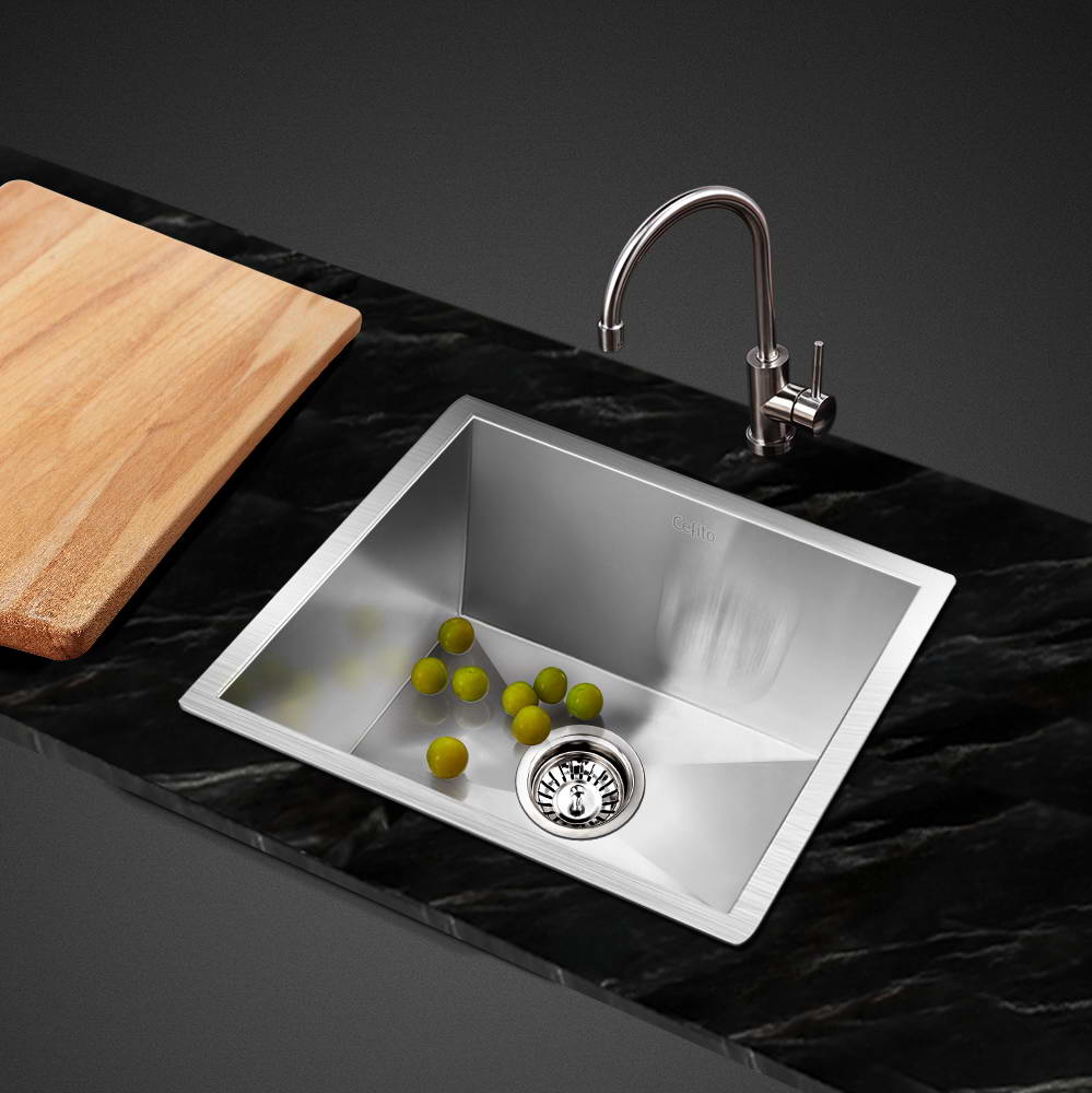 Kitchen Sinks: Cefito Kitchen Sink 36X36CM Stainless Steel Nano Basin Single Bowl Silver