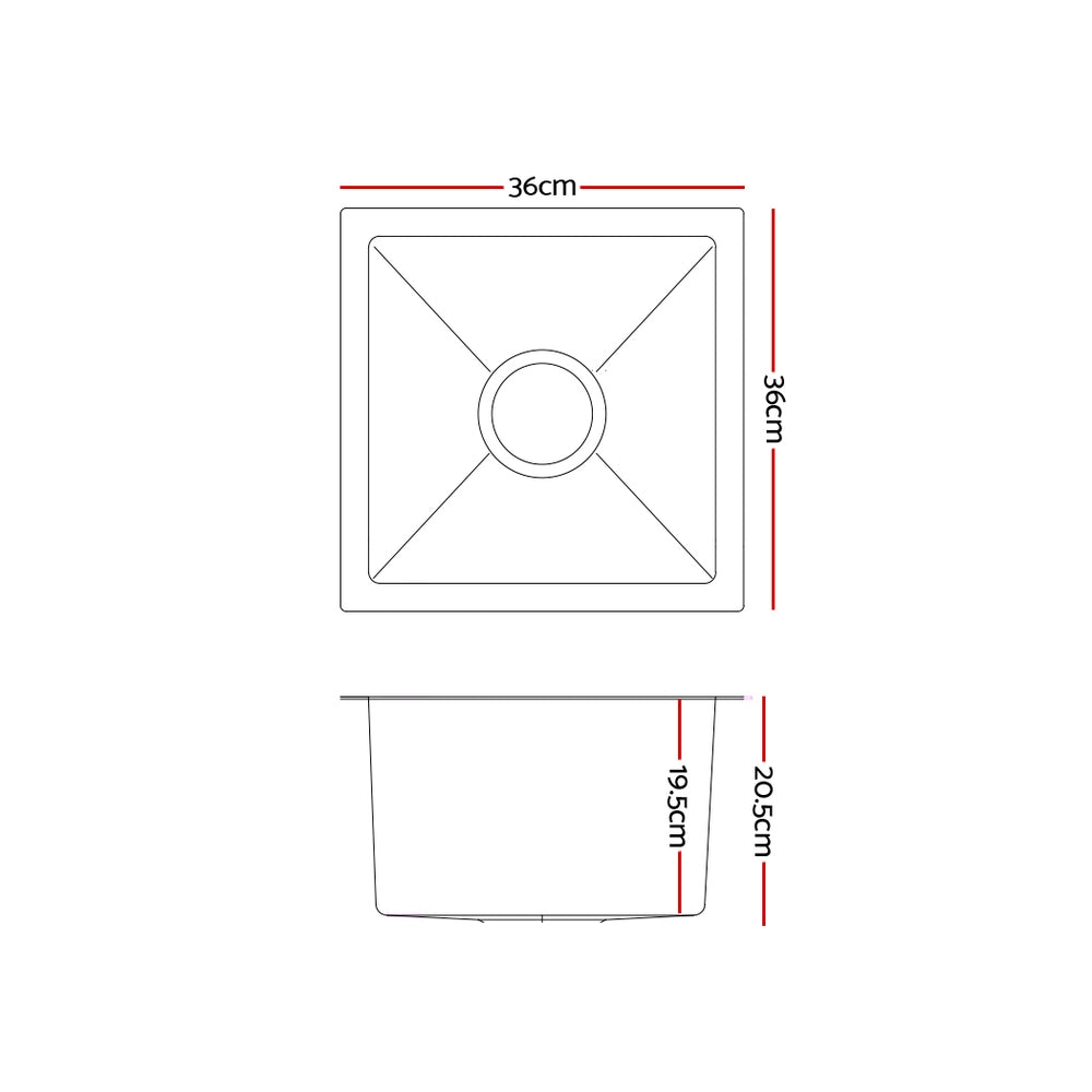 Kitchen Sinks: Cefito Kitchen Sink 36X36CM Stainless Steel Nano Basin Single Bowl Silver