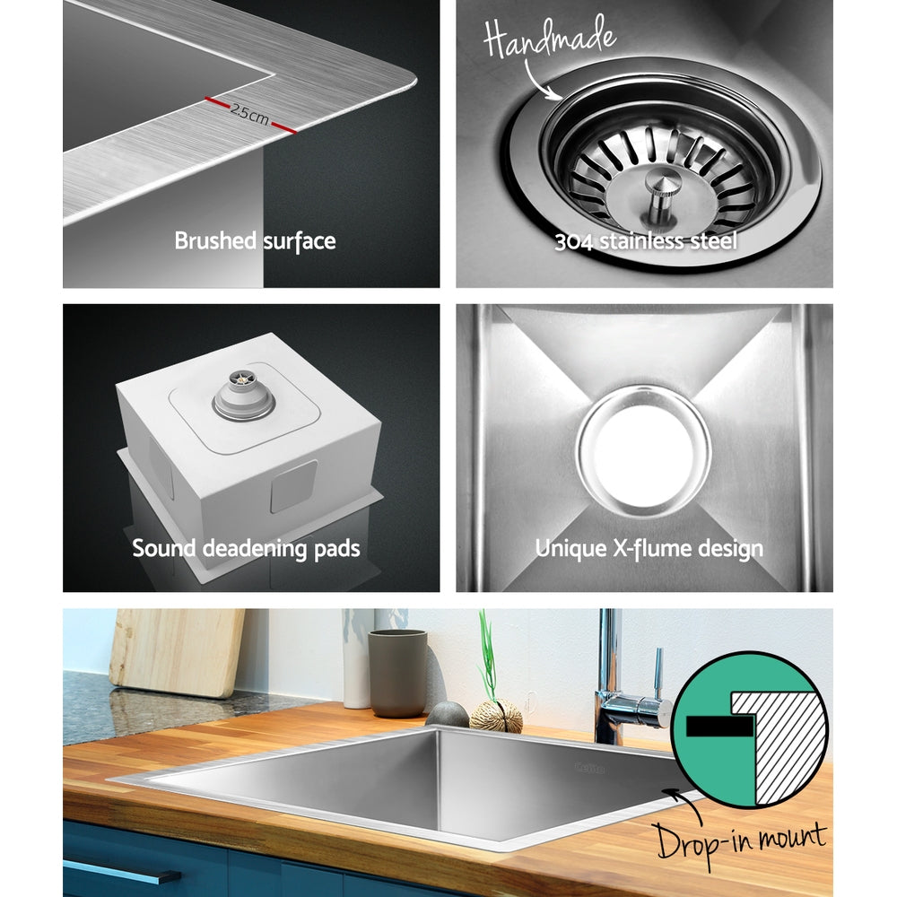 Kitchen Sinks: Cefito Kitchen Sink 36X36CM Stainless Steel Nano Basin Single Bowl Silver