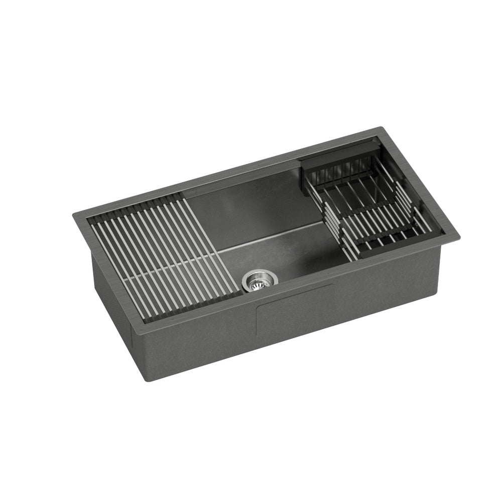 Kitchen & Bathroom DIY: Cefito Kitchen Sink 81X45CM Stainless Steel Single Bowl Drain Rack Basket Black