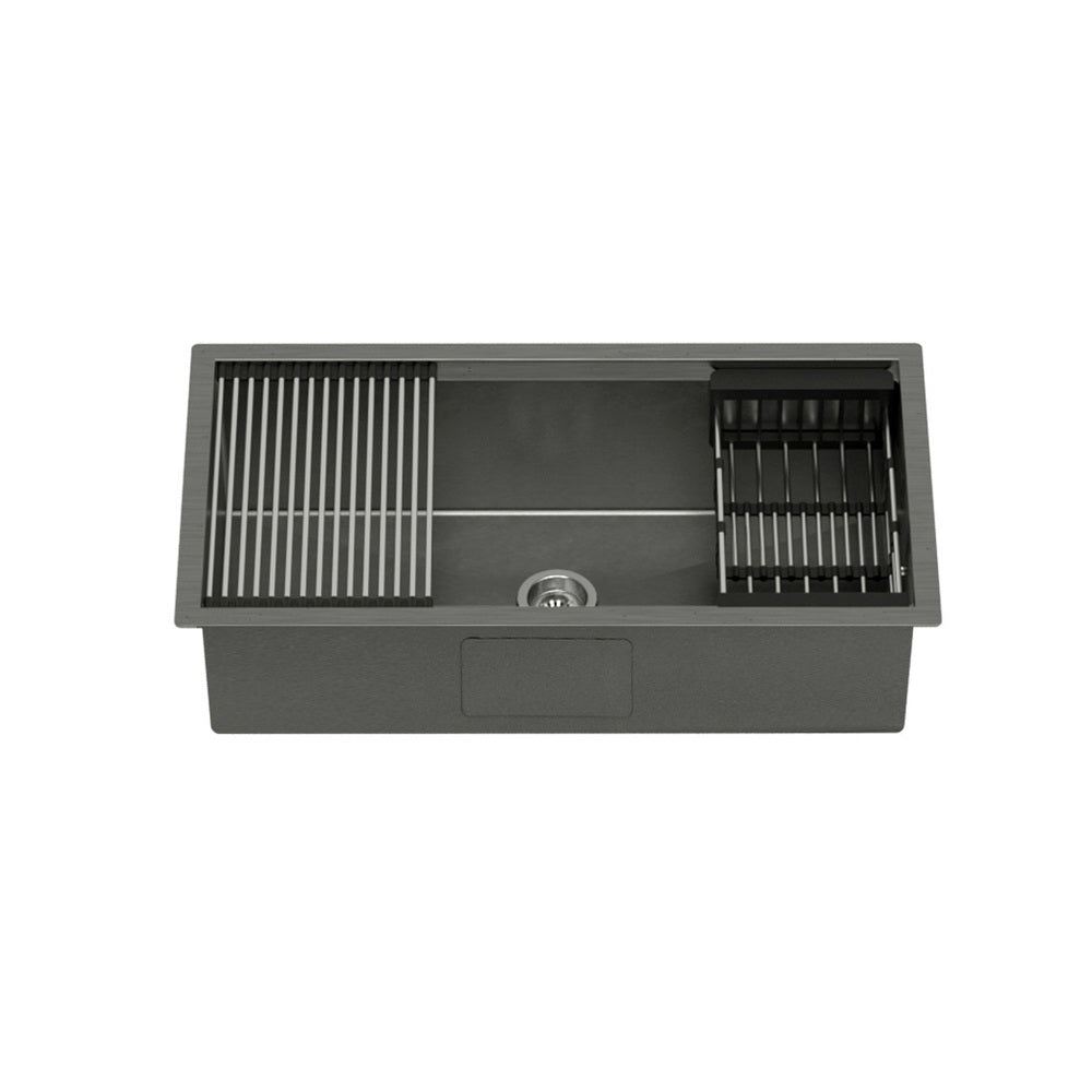 Kitchen & Bathroom DIY: Cefito Kitchen Sink 81X45CM Stainless Steel Single Bowl Drain Rack Basket Black