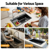 Kitchen Sinks: Cefito Kitchen Sink 304 Stainless Steel Bar Sink Millet Grain Water Basin Sink
