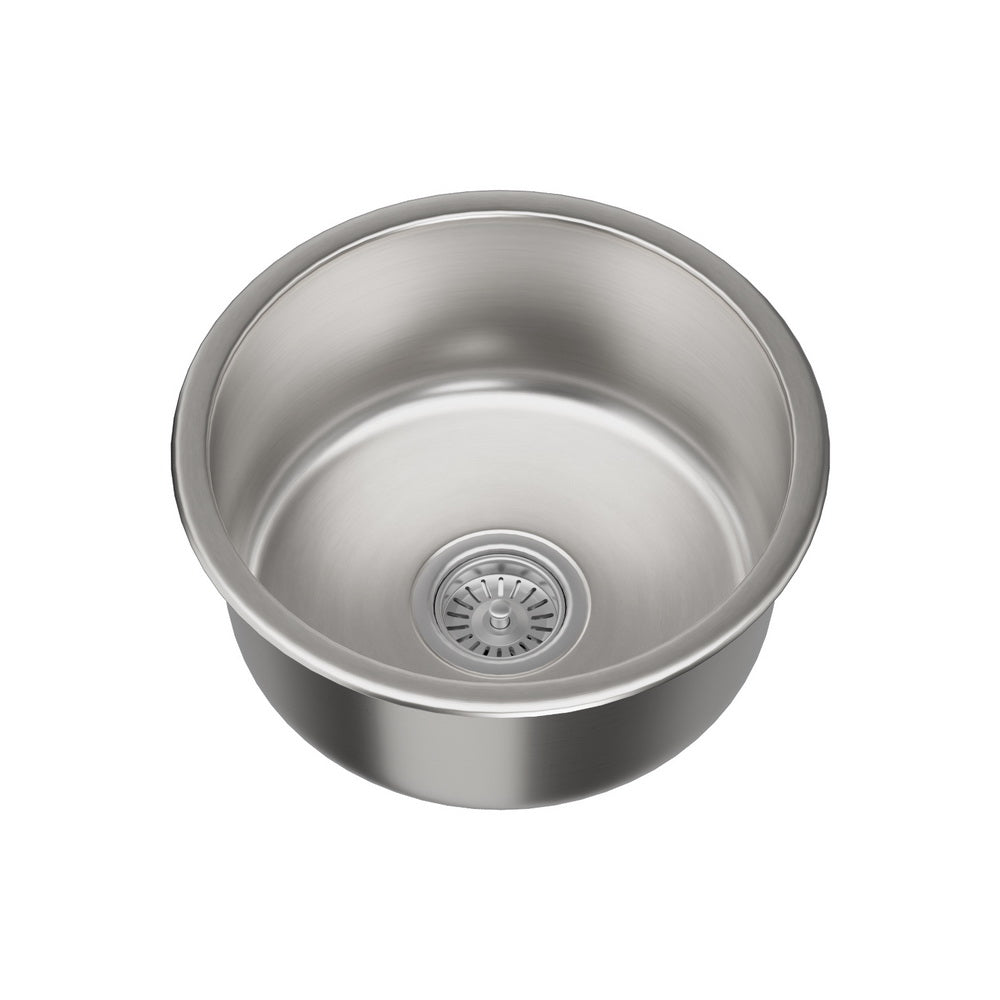 Kitchen Sinks: Cefito Kitchen Sink 43cm Round Stainless Steel Basin Single Bowl Silver