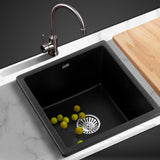 Cefito Stone Kitchen Sink 450X450MM Granite Under/Topmount Basin Bowl Laundry Black