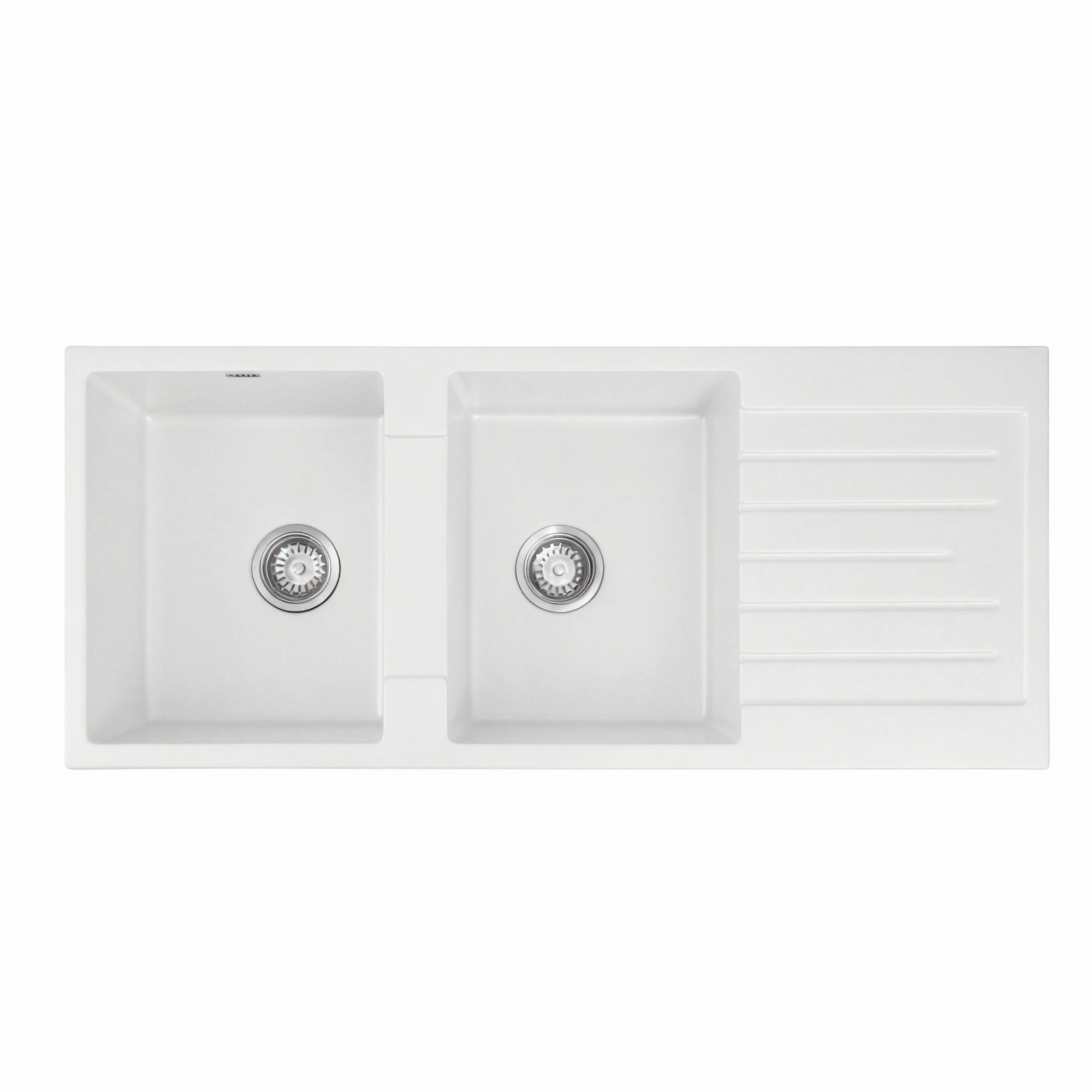 Sinks: Cefito Kitchen Sink 116x50cm Granite Stone Sink Double Bowl White