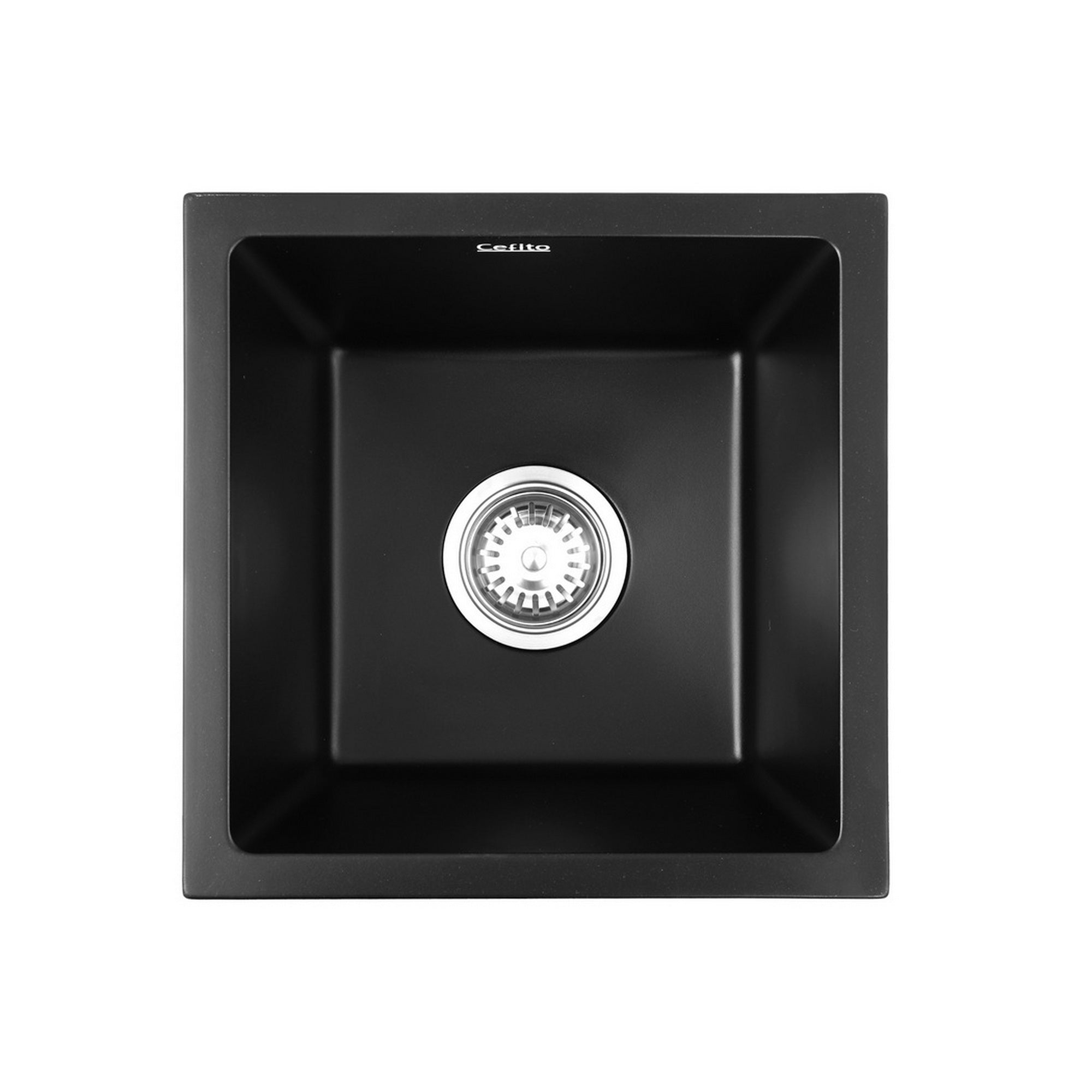 Sinks: Cefito Kitchen Sink 38x38cm Granite Stone Sink Single Bowl Black